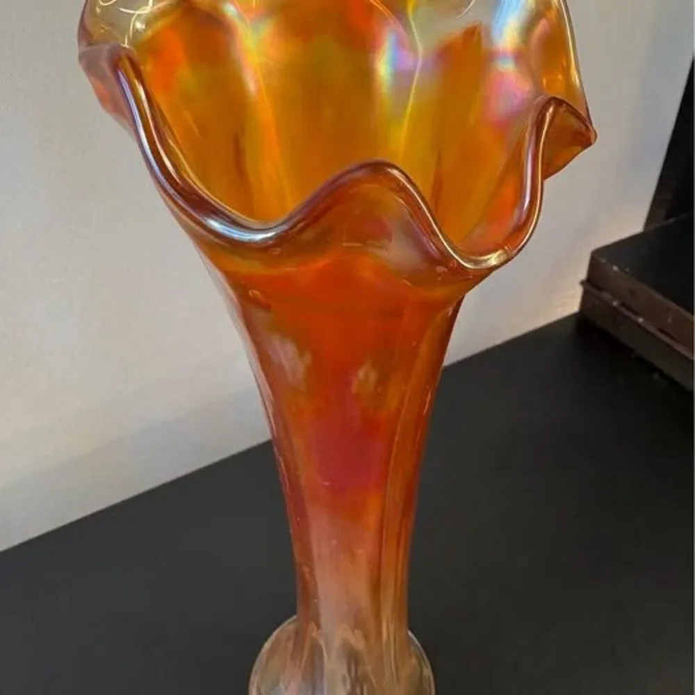 Antique Imperial Marigold Carnival Glass Vase